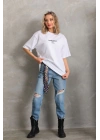 Baskılı Oversize T-Shirt - Beyaz -