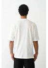 Baskılı Oversize T-Shirt - Beyaz -