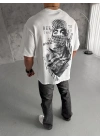 Baskılı Oversize T-Shirt - Beyaz -