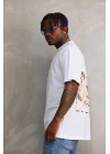 Baskılı Oversize T-Shirt - Beyaz -