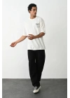 Baskılı Oversize T-Shirt - Beyaz