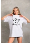 Baskılı Oversize T-Shirt - Beyaz -