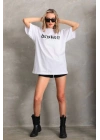 Baskılı Oversize T-Shirt - Beyaz -