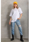 Baskılı Oversize T-Shirt - Beyaz -