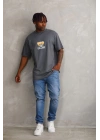 Baskılı Oversize T-Shirt - Füme -