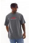 Baskılı Oversize T-Shirt - Füme -
