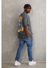 Baskılı Oversize T-Shirt - Füme -