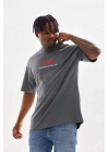 Baskılı Oversize T-Shirt - Füme -
