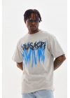 Baskılı Oversize T-Shirt - Gri -