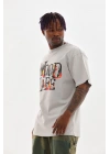 Baskılı Oversize T-Shirt - Gri -