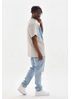 Baskılı Oversize T-Shirt - Gri -