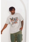 Baskılı Oversize T-Shirt - Gri -