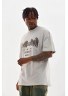 Baskılı Oversize T-Shirt - Gri -