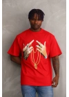 Baskılı Oversize T-Shirt - Kırmızı -