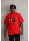 Baskılı Oversize T-Shirt - Kırmızı -