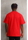 Baskılı Oversize T-Shirt - Kırmızı -