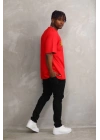 Baskılı Oversize T-Shirt - Kırmızı -