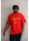 Baskılı Oversize T-Shirt - Kırmızı -