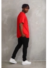 Baskılı Oversize T-Shirt - Kırmızı -