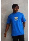 Baskılı Oversize T-Shirt - Mavi -