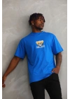Baskılı Oversize T-Shirt - Mavi -