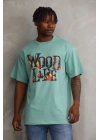 Baskılı Oversize T-Shirt - Mint Yeşili