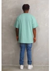 Baskılı Oversize T-Shirt - Mint Yeşili