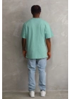Baskılı Oversize T-Shirt - Mint Yeşili
