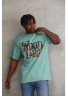 Baskılı Oversize T-Shirt - Mint Yeşili