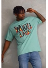 Baskılı Oversize T-Shirt - Mint Yeşili