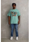Baskılı Oversize T-Shirt - Mint Yeşili