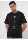 Baskılı Oversize T-shirt - Siyah -