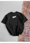 Baskılı Oversize T-shirt - Siyah -