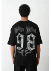 Baskılı Oversize T-Shirt - Siyah -