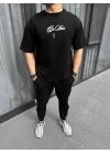 Baskılı Oversize T-Shirt - Siyah -