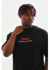 Baskılı Oversize T-Shirt - Siyah -