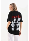 Baskılı Oversize T-Shirt - Siyah -