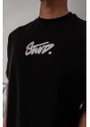 Baskılı Oversize T-shirt - Siyah -