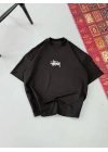 Baskılı Oversize T-shirt - Siyah -