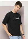 Baskılı Oversize T-shirt - Siyah -