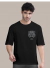Baskılı Oversize T-shirt - Siyah -