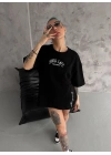 Baskılı Oversize T-Shirt - Siyah -