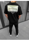 Baskılı Oversize T-Shirt - Siyah -