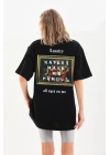 Baskılı Oversize T-Shirt - Siyah -