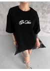 Baskılı Oversize T-Shirt - Siyah -