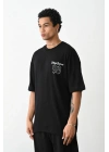 Baskılı Oversize T-Shirt - Siyah -