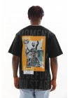 Baskılı Oversize T-Shirt - Siyah -
