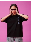 Baskılı Oversize T-shirt - Siyah -