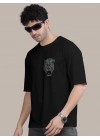 Baskılı Oversize T-shirt - Siyah -