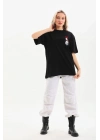 Baskılı Oversize T-Shirt - Siyah -